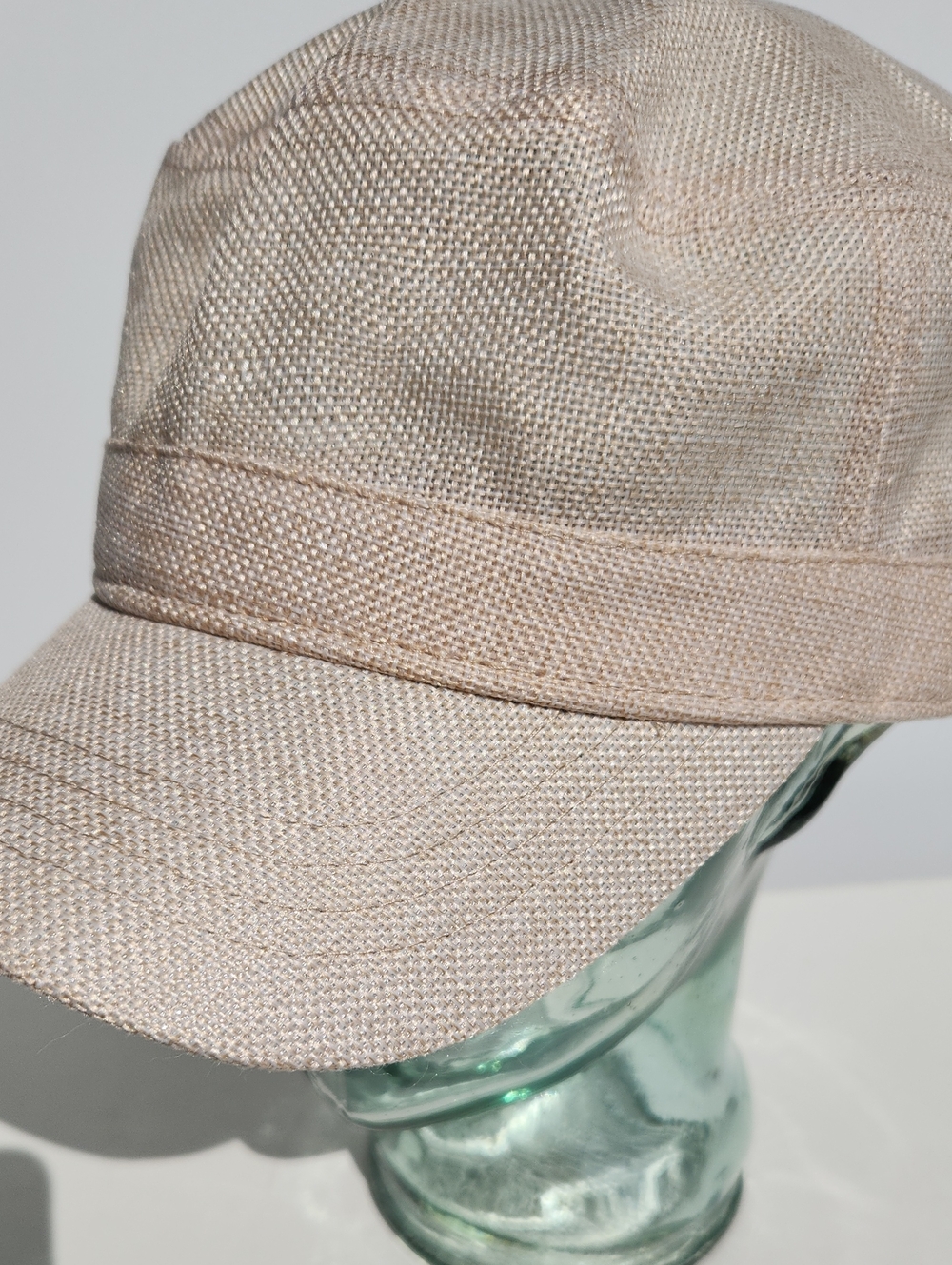 Women's Light Beige Straw-Look Baseball Cap